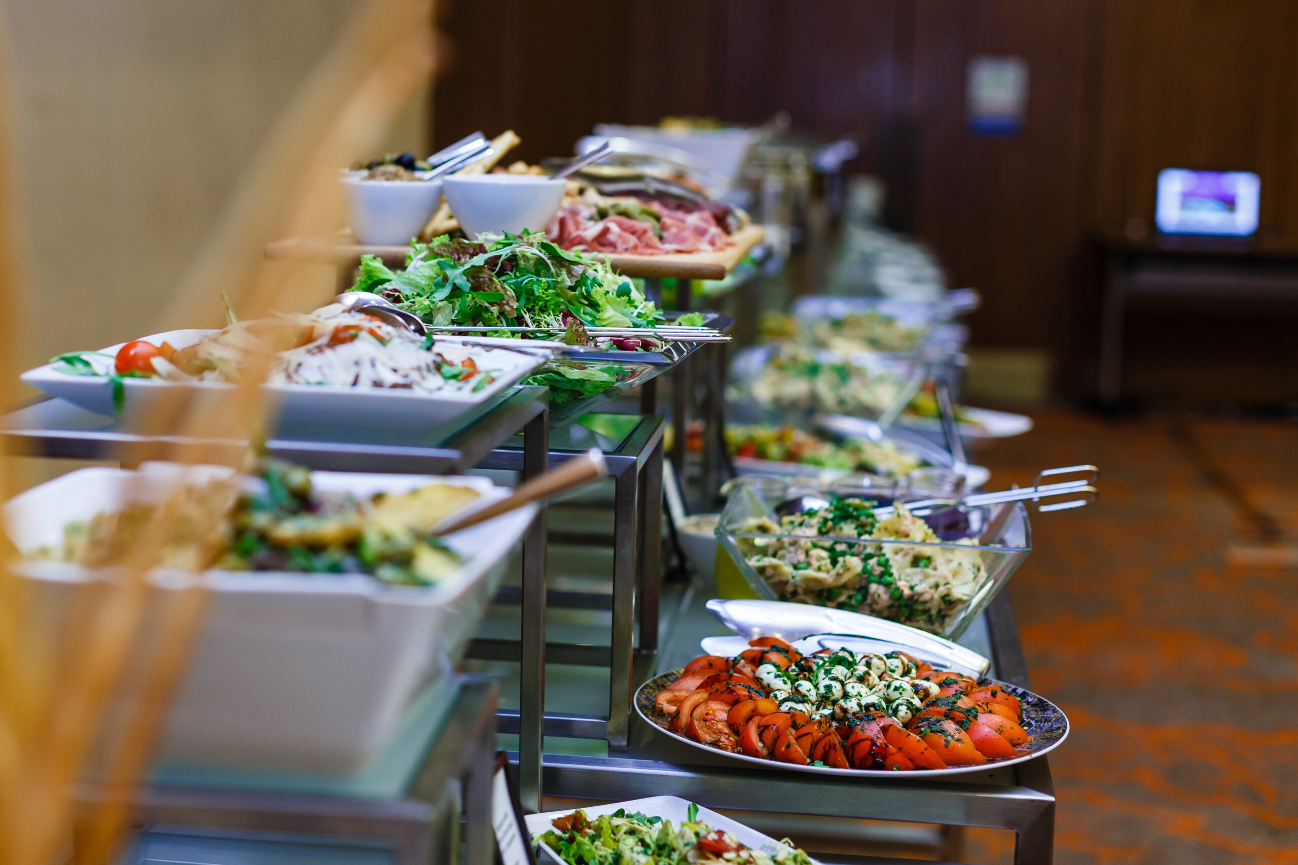 buffet table food